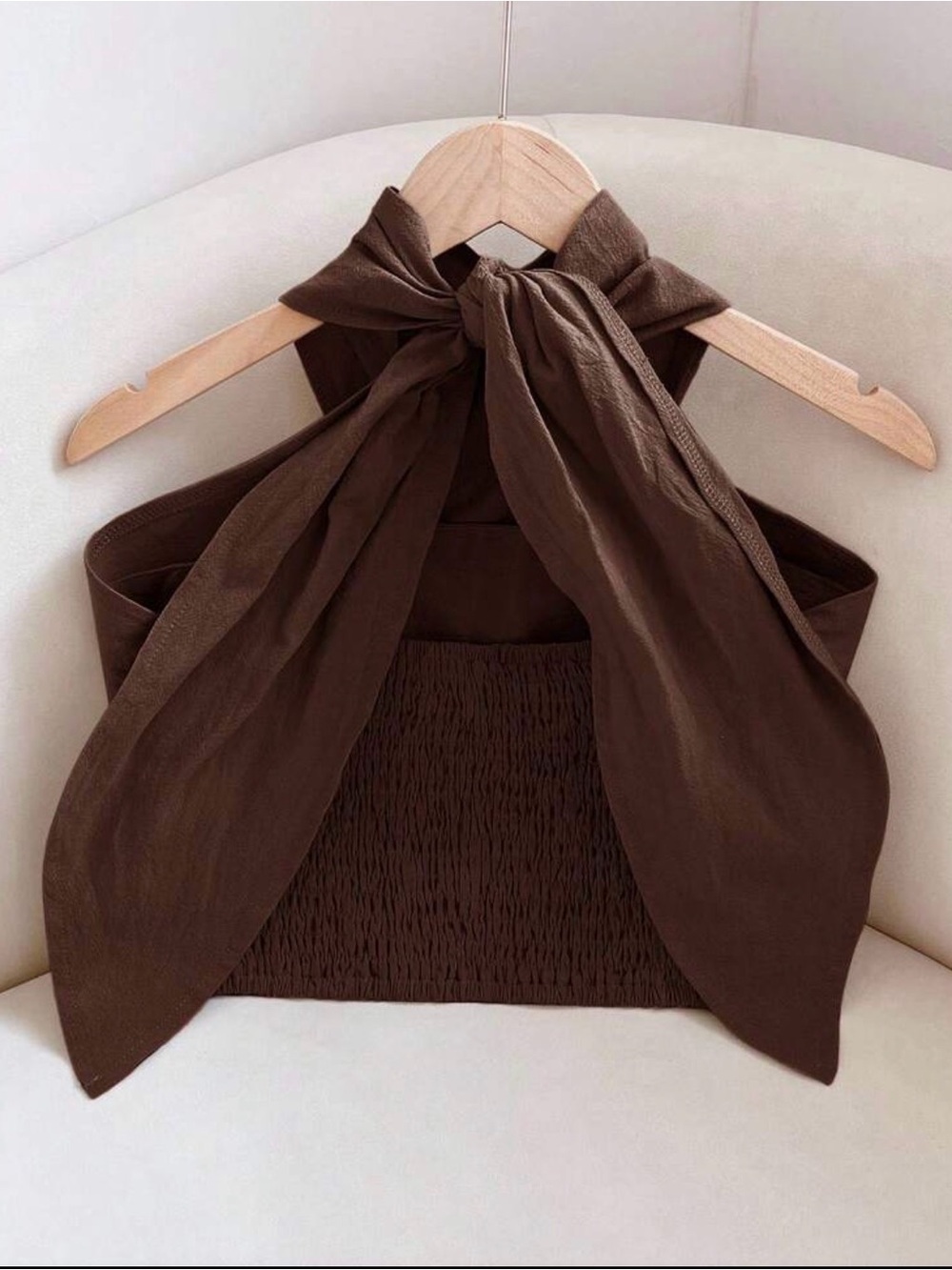 SHEIN Brown Crisscross Halter Top Size Medium NWOT - Picture 6 of 6